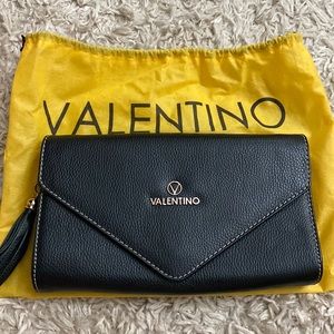 Valentino black leather clutch